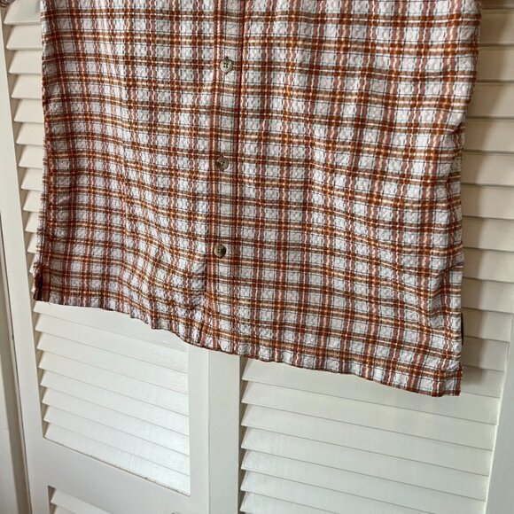 Columbia men's short-sleeve buttondown shirt large orange plaid - Picture 2 of 6